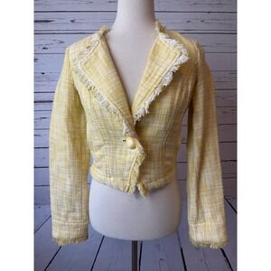 NWT Cabi Blazer Cropped Yellow Fringed size XS Extra Small 339 #339 Tweed Jacket
